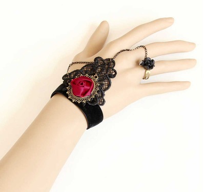 Black Vintage Lace Victorian Goth Cocktail Party Bridal Bracelet