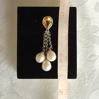 SAVVY CIE Citrine & Pearl Drop Earrings - Thumbnail 3