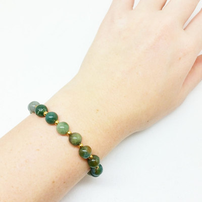 Agate and brass healing energy stretch mala yoga bracelet