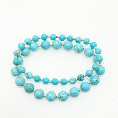 Blue howlite energy bracelet turquoise yoga healing mala silver bracelet