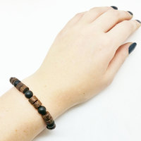 Unisex Mens Wood Bracelet Onyx Healing Energy Yoga Stretch Mala Bracelet - Thumbnail 1