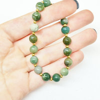 Agate and Brass Healing Energy Stretch Mala Yoga Bracelet - Thumbnail 1
