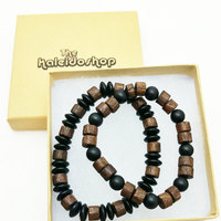 Unisex Mens Wood Bracelet Onyx Healing Energy Yoga Stretch Mala Bracelet - Thumbnail 3