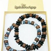 Unisex Mens Wood Bracelet Onyx Healing Energy Yoga Stretch Mala Bracelet - Thumbnail 3