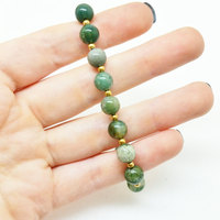 Agate and Brass Healing Energy Stretch Mala Yoga Bracelet - Thumbnail 2