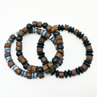 Unisex Mens Wood Bracelet Onyx Healing Energy Yoga Stretch Mala Bracelet - Thumbnail 4