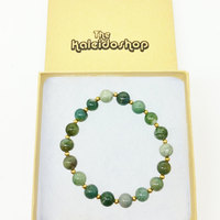 Agate and Brass Healing Energy Stretch Mala Yoga Bracelet - Thumbnail 3