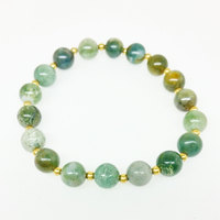 Agate and Brass Healing Energy Stretch Mala Yoga Bracelet - Thumbnail 4