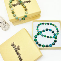 Chrysocolla Brass Stretch Yoga Healing Energy Mala Bracelet - Thumbnail 4