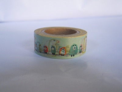 Comic Birds on a Line (mint) Washi 