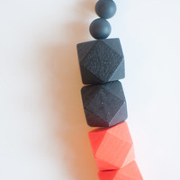 Orange Wood Necklace NL0937 - Thumbnail 2