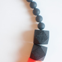 Orange Wood Necklace NL0937 - Thumbnail 4