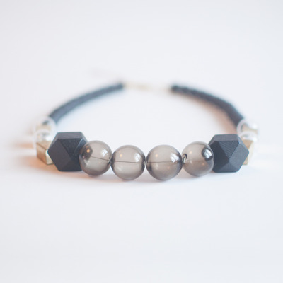 Black glass necklace nl0973