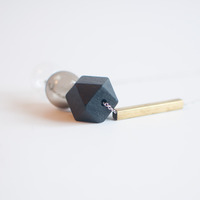 Black Wood Glass Metal Necklace NL0978 - Thumbnail 3