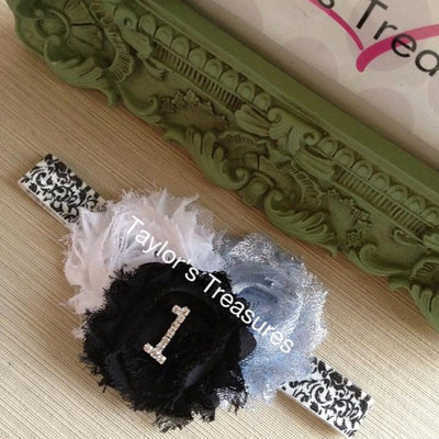 Taylors treasures - 1st 2nd 3rd birthday metallic headband - photo prop - cake smash - any number - any color combo