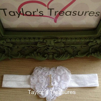 Taylors treasures - 1st 2nd 3rd birthday shabby heart headband - photo prop - cake smash - any number - any color combo