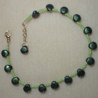 Lime Green and Metallic Green  Shell Anklet - Thumbnail 1