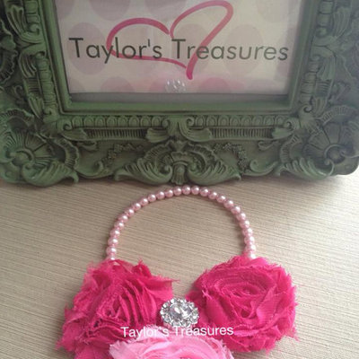 Taylors treasures - 1st 2nd 3rd 4th birthday photo prop - rosette pearl elastic necklace - cake smash - perfect for photo