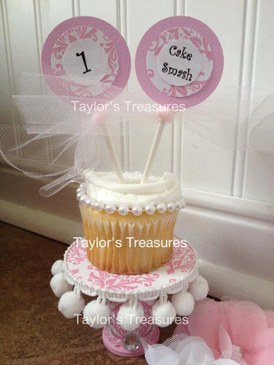 Taylors Treasures - 1st 2nd 3rd Birthday - Cupcake Stand - Pedestal - Cake Smash - Can Be Done In Any Character - Pattern or Theme