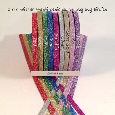 3mm glitter washi- set of 9 rolls 