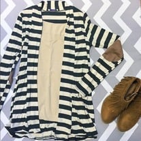 Elbow Patch Stripe Cardigan - Thumbnail 1