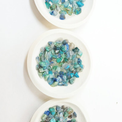 Chrysocolla ring dish turquoise gemstone jewelry dish tealight holder