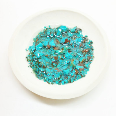 Chrysocolla ring dish turquoise gemstone tealight holder