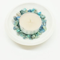 Chrysocolla Ring Dish Turquoise Gemstone Jewelry Dish Tealight Holder - Thumbnail 1
