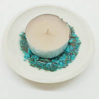 Chrysocolla Ring Dish Turquoise Gemstone Tealight Holder - Thumbnail 3