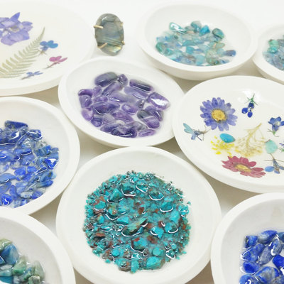 Chrysocolla ring dish turquoise gemstone tealight holder