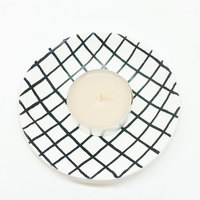 Grid Pattern Hand Painted Ring Dish Graph Tealight Holder - Thumbnail 3