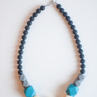 Wood Metal Necklace NL0983 - Thumbnail 1