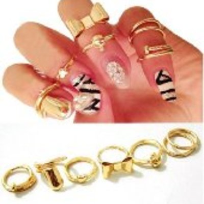  7pcs skull bowknot top stacking rings set