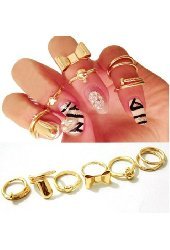  7pcs Skull Bowknot Top Stacking Rings Set