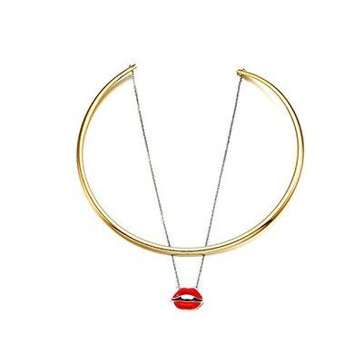 Sexy red lips gold collar chain necklace/ bracelet