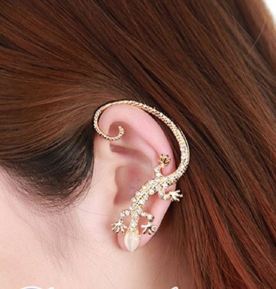 Crystal Rhinestone Gecko Ear Cuff Stud