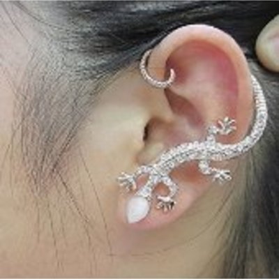  crystal rhinestone gecko ear cuff stud