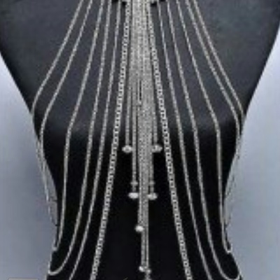  body chain jewelry silver body harness with fine chain multirow classic design