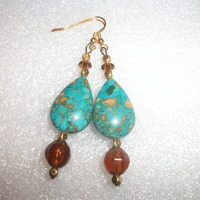 Genuine Turquoise teardrop earrings - Thumbnail 1
