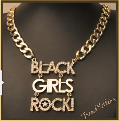 Black Girls Rock Necklace Iced Out With Crystal Rhinestones