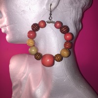 Beaded Hoop Earrings - Thumbnail 1