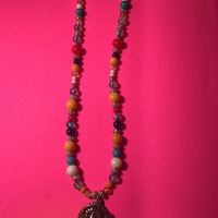 Beaded Necklace with Charm  - Thumbnail 2