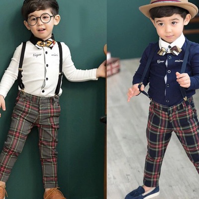 Cute Boys Plaid 3 Piece Set