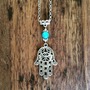Aqua Hamsa Necklace-1