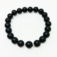 Matte Onyx Gemstone Beaded Bracelet - Thumbnail 1