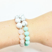 Blue and Pink Gemstone and Silver Beaded Bracelet Set - Thumbnail 2