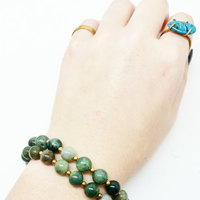 Set of 4 Indian Agate and Brass Stretch Boho Bracelet - Thumbnail 4