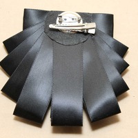BLACK RHINESTONE GOTH MEN KNOT WEDDING PARTY ASCOT CRAVAT BOW NECKTIE NECK TIE - Thumbnail 1