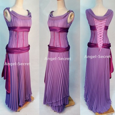 P003 megara "meg" park style hercules women's costume adult dress gown chiffon