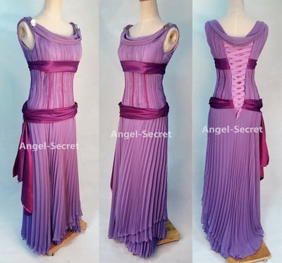P003 Megara "Meg" Park Style Hercules Women's Costume Adult Dress gown chiffon